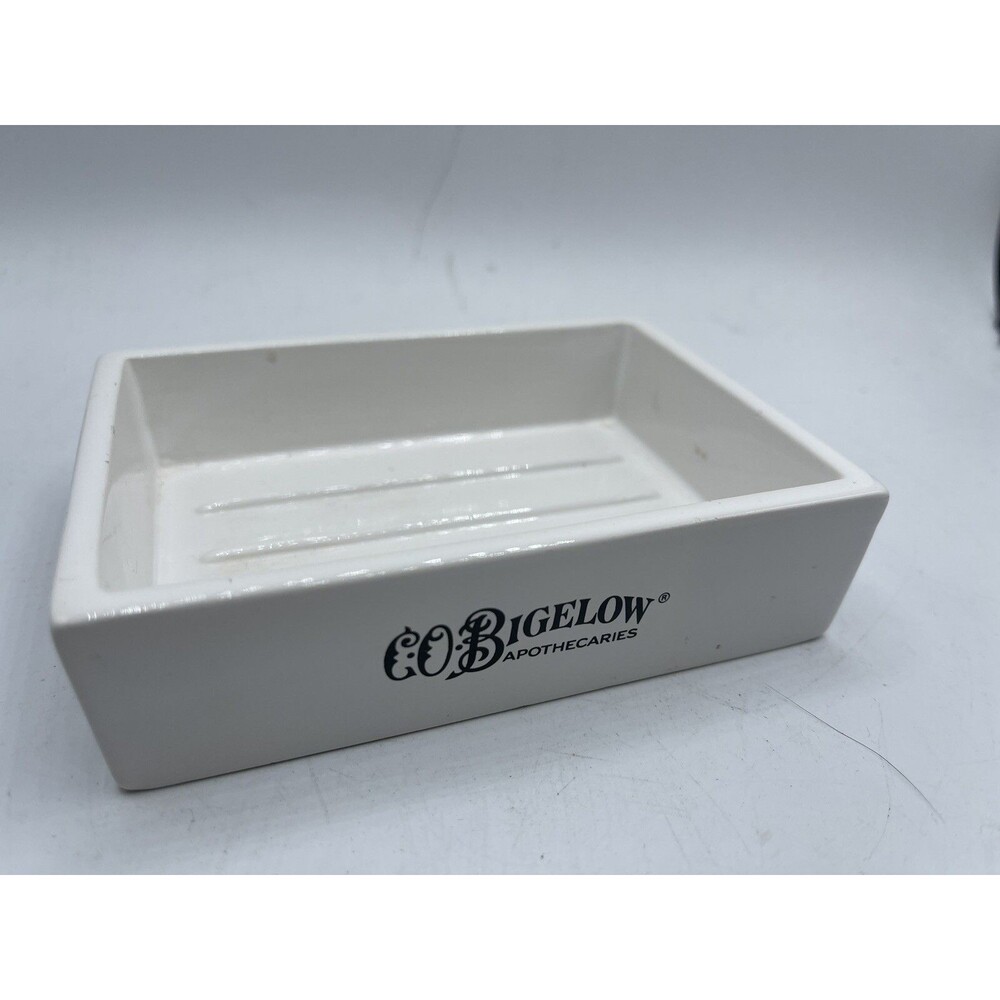 CO Bigelow Apothecaries Ceramic White Soap Dish